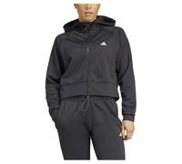 adidas AEROREADY Game and Go - Chaqueta de Forro Polar con Capucha y Cremallera Completa para Mujer, Negro y Blanco, M