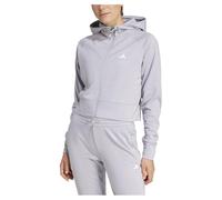 adidas AEROREADY Game and Go - Chaqueta de Forro Polar con Capucha y Cremallera Completa para Mujer (Paquete de 1), Brillante/Blanco, M
