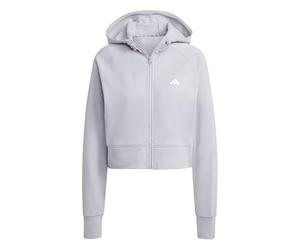 adidas AEROREADY Game and Go - Chaqueta de Forro Polar con Capucha y Cremallera Completa para Mujer (Paquete de 1), Brillante/Blanco, L