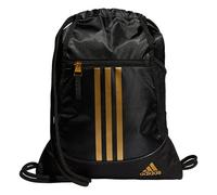 adidas Alliance Sackpack - Drawstring Backpack Small Bag for Men and Women Bolsa de Mochila, Negro/Dorado Metálico/Negro, Talla única Unisex Adulto