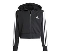 adidas Bambine e Ragazze Essentials Full Zip Crop Hoodie, Black/White, 14-15 Years