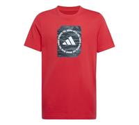 adidas Niños Camo Box Junior Boys Tshirt, Pure Ruby, 15-16 Years