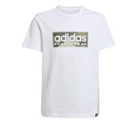 adidas Bambini e Ragazzi Camo Linear Junior Boys Graphic tee, White, 13-14 Years