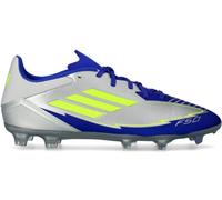 Adidas - Bota de fútbol F50 League FG/MG Messi, Unisex, Silver Met-Solar Yellow-Lucid Blue, 7 UK