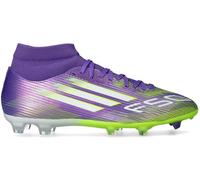 Adidas - Bota de fútbol F50 League Mid FG/MG, Unisex, Purple Rush-White-Lucid Lemon, 10,5 UK