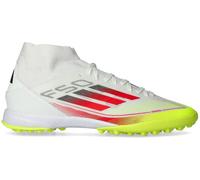 Adidas - Bota de fútbol F50 League Turf Mid Mujer, Mujer, Ftwr White-Lucid Red-Solar Yellow, 4 UK