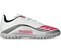 Adidas - Bota de fútbol F50 Messi Club Turf Niño, Unisex, White-Lucid Red-Silver Met, 5 UK