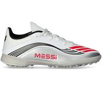 Adidas - Bota de fútbol F50 Messi League Turf Niño, Unisex, White-Lucid Red-Silver Met, 4,5 UK