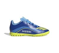 adidas Botas de fútbol unisex F50 Messi Club Turf para niños, azul/amarillo, 38 2/3 EU