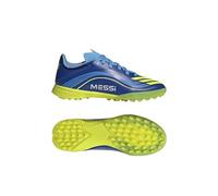 adidas Botas de fútbol unisex para niños F50 Messi League Turf Football Boots Kids, Royal Blue Solar Yellow Semi Blue Burst, 38 2/3 EU