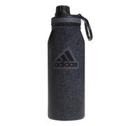 adidas Botella de agua de metal de 32 onzas, acero inoxidable 18/8 aislado de doble pared, color negro y gris, talla única