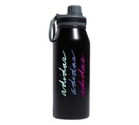 adidas 1 Liter (32 oz) Metal Water Bottle, Hot/Cold Double-Walled Insulated 18/8 Stainless Steel, Black/Pulse Mint Green/Blue Fusion, One Size