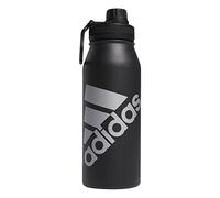 adidas Botella de agua de metal unisex de 1 litro, color negro/plateado metálico, talla única
