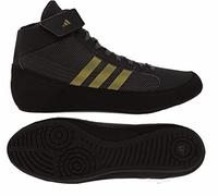 adidas Boy's HVC Wrestling Shoe, Black/Charcoal/Metallic Gold, 2 Big Kid