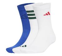 adidas Calcetines unisex con logotipo, 3 pares de calcetines, Blanco, blanco, azul rey, S