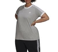 adidas Camiseta de mujer tallas grandes Adicolor Classics 3 bandas adidas Originals. Gris 2X