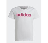 adidas Camiseta de niños Essentials Linear Logo Cotton Slim Fit adidas. Blanco/Rosa 7-8 Años (128 cm)