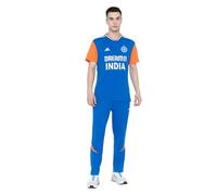Adidas Camiseta Oficial de la India T20 World Cup 2024, Azul Oscuro/Trueorang, XS
