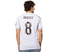 Adidas - Camiseta oficial Real Madrid Primera Equipación 2025-2026 Valverde + Parche, Unisex, White, L