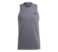 Adidas Camiseta sin Mangas con Logotipo Feel Ready para Entrenamiento para Hombre, Gris Oscuro veteado/Blanco/Negro, Small