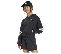 adidas Chaqueta deportiva con capucha y cremallera completa para niñas Future Icons de 3 rayas, Negro y blanco, 14-15 Years