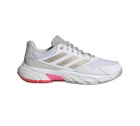adidas Courtjam Control 3 Tennis Shoes, Zapatillas de Tenis Mujer, Cloud White/Iron Metallic/Lucid Red, 42 EU