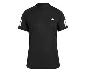 adidas Donna Club 3 Stripe Tennis Climacool T-Shirt, Black, S