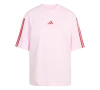 adidas Donna Essentials 3-Stripes Boyfriend T-Shirt, Clear Pink/Pure Ruby, S
