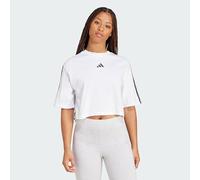 Adidas Donna Essentials 3-Stripes Cotton Loose T-Shirt, White/Black, M