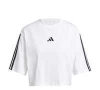adidas Mujer Essentials 3-Stripes Cotton Loose T-Shirt, White/Black, XXL