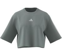 adidas Donna Essentials 3-Stripes Cotton Loose T-Shirt, Wonder Sage/White, S