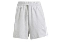 Adidas Donna Essentials 3-Stripes Cotton Shorts, Light Grey Heather/White, S