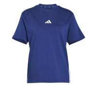 adidas Mujer Essentials 3-Stripes Cotton T-Shirt, Dark Blue/White, XXS