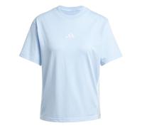 adidas Mujer Essentials 3-Stripes Cotton T-Shirt, Glow Blue/White, S