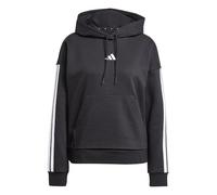 adidas Donna Essentials 3-Stripes Fleece Hoodie, Black/White, L