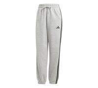 adidas Mujer Essentials 3-Stripes Fleece Loose Pants, Medium Grey Heather/Black, M