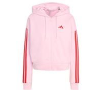 adidas Donna Essentials 3-Stripes French Terry Full Zip Hoodie, Clear Pink/Pure Ruby, XS