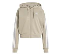 adidas Donna Essentials 3-Stripes French Terry Full Zip Hoodie, Wonder Cargo/White, S