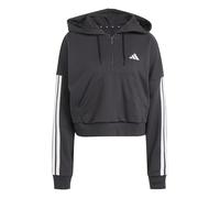 adidas Donna Essentials 3-Stripes French Terry Quarter-Zip Hoodie, Black/White, L