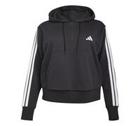 adidas Donna Essentials 3-Stripes French Terry Quarter-Zip Hoodie (Plus Size), Black/White, 3XL Plus