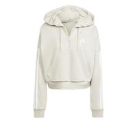 adidas Donna Essentials 3-Stripes French Terry Quarter-Zip Hoodie, Wonder Alumina/White, XS