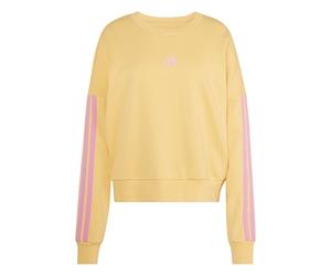 adidas Donna Essentials 3-Stripes French Terry Sweatshirt, Semi Ice Tangerine/st Tropic Bloom, XL