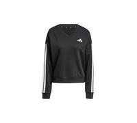 adidas Donna Essentials 3 Stripes French Terry V-Neck Sweatshirt, Black/White, XXL
