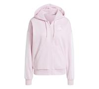adidas Mujer Essentials 3-Stripes Full-Zip Fleece Hoodie, Clear Pink/White, XL