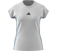 adidas Donna Essentials 3-Stripes Single Jersey tee, White/Icey Blue, M