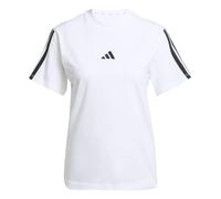 Adidas Donna Essentials 3-Stripes Sleeve Cotton T-Shirt, White/Black, XS