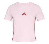 adidas Donna Essentials 3 Stripes Slim Baby T-Shirt, Clear Pink/Pure Ruby, S