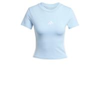 adidas Donna Essentials 3 Stripes Slim Baby T-Shirt, Glow Blue/White, S