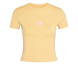 adidas Donna Essentials 3 Stripes Slim Baby T-Shirt, Semi Ice Tangerine/st Tropic Bloom, XS