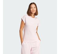 Adidas Donna Essentials Linear Cotton T-Shirt, Clear Pink/White, L